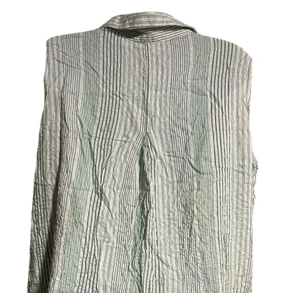 Jane + Delancey Sleeveless Striped Button Down Shirt Small Green White Relaxed - Picture 5 of 9
